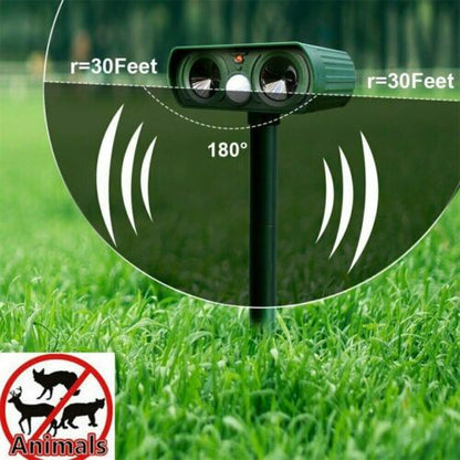 Animal Repeller Solar-Powered Motion-Activated Ultrasonic Deterrent