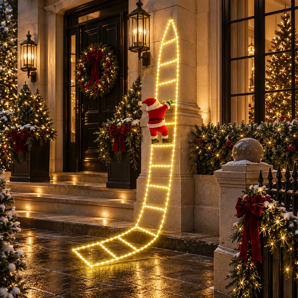Animated Christmas Decoration Climbing Santa LED Ladder