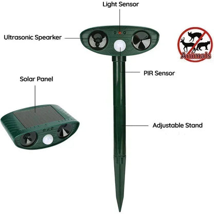 Armadillo Repellent Motion-Activated Ultrasonic Solar-Powered Weatherproof