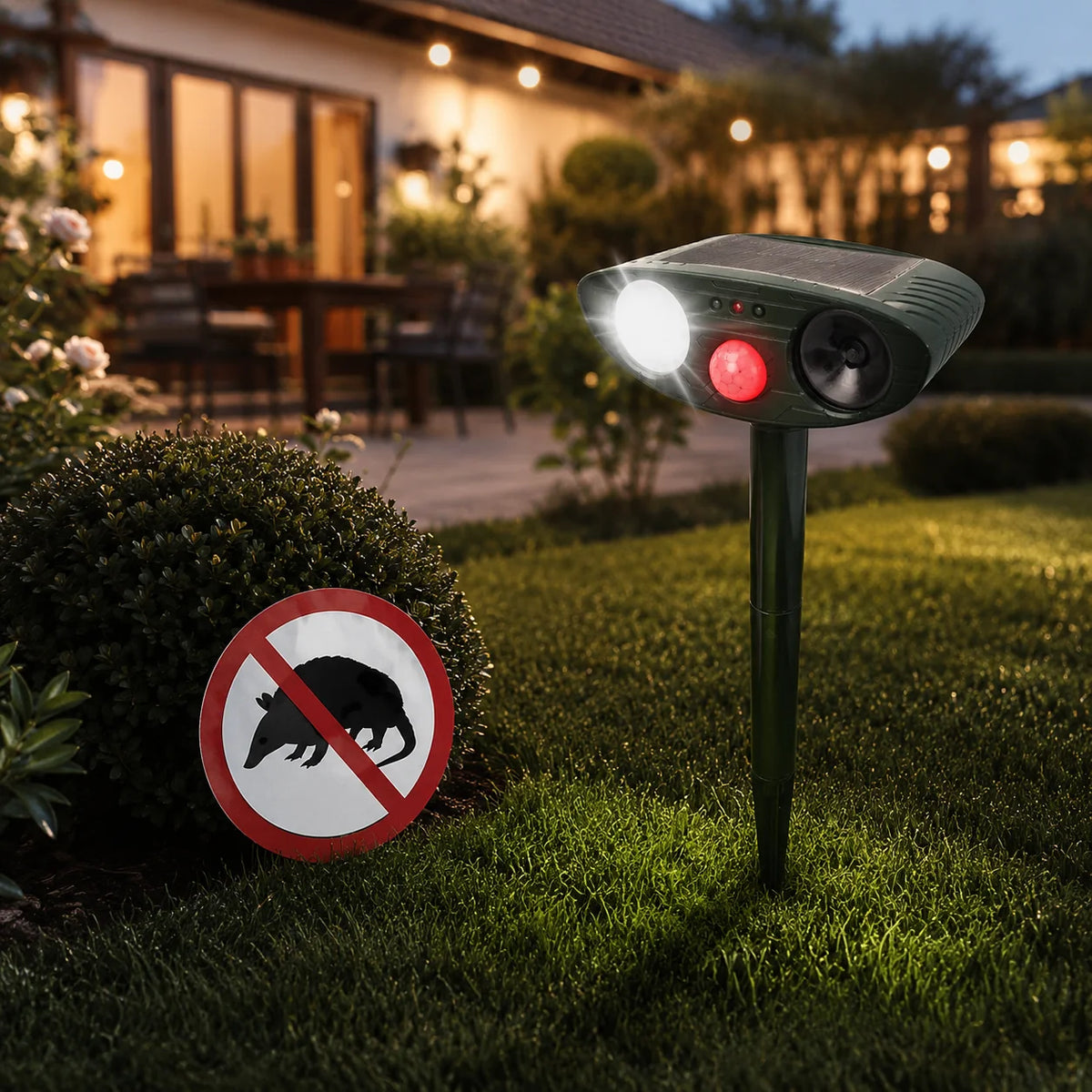Armadillo Repeller Solar-Powered Ultrasonic Motion-Activated