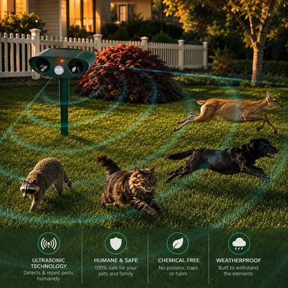 Armadillo Repeller Solar-Powered Ultrasonic Motion-Activated