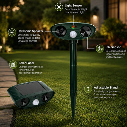 Armadillo Repeller Solar-Powered Ultrasonic Motion-Activated