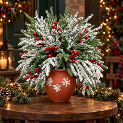 Artificial Greenery Stems Norfolk Pine & Red Berry 20-Pack