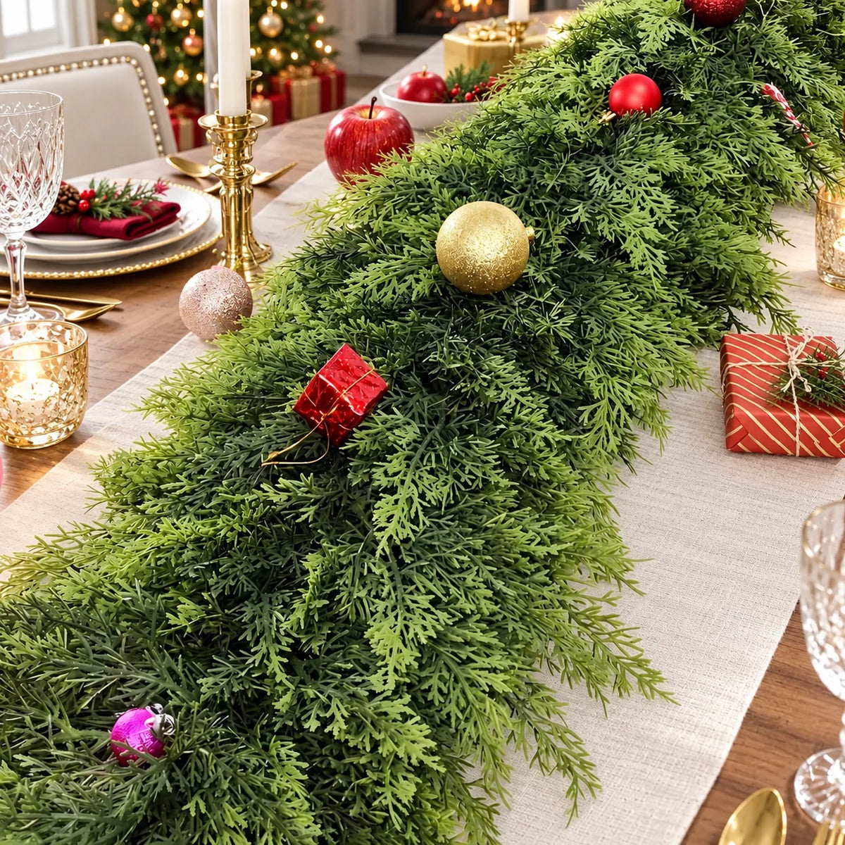 Artificial Pine Garland Flexible Realistic Needles 12 Ft