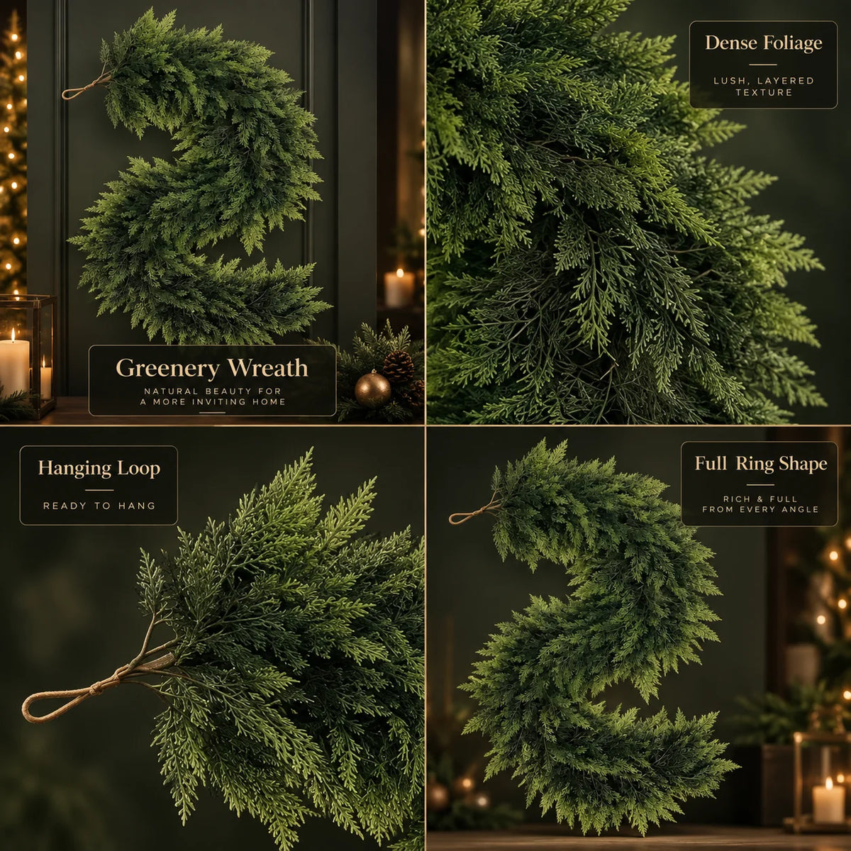 Artificial Pine Garland Flexible Realistic Needles 12 Ft