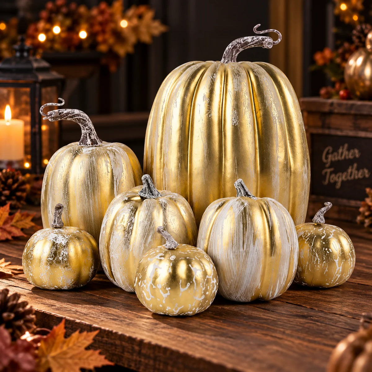 Artificial Pumpkin Set Lightweight Foam Set of 7