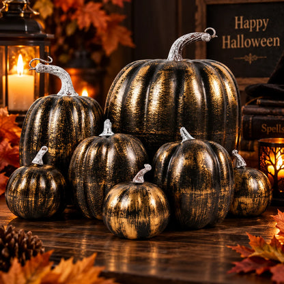 Artificial Pumpkin Set Lightweight Foam Set of 7