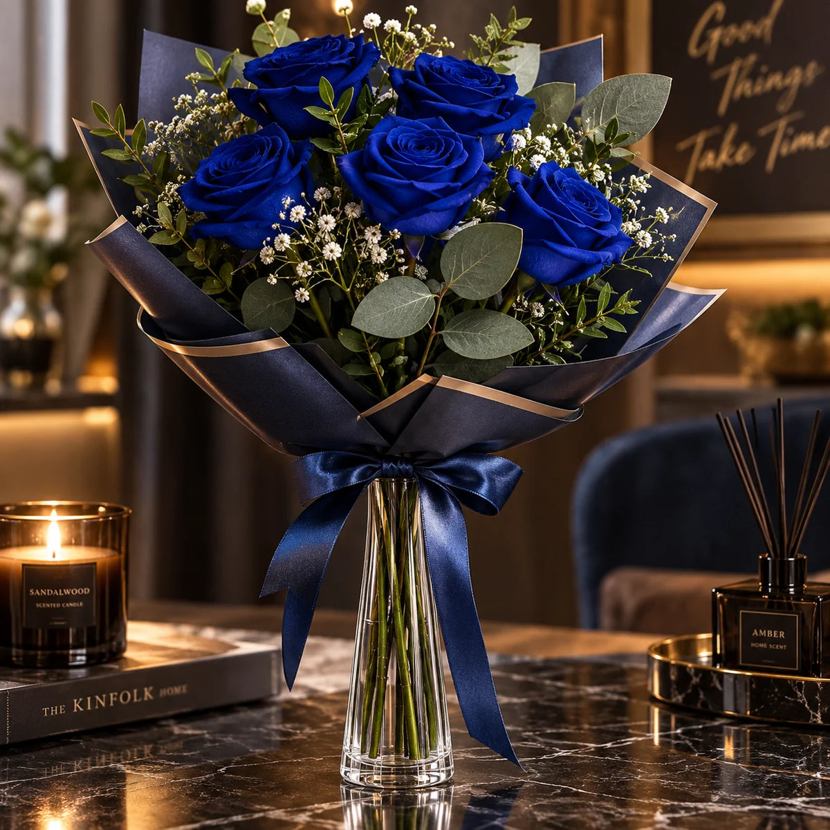 Artificial Rose Bouquet Lifelike Vase Ready Multiple Colors
