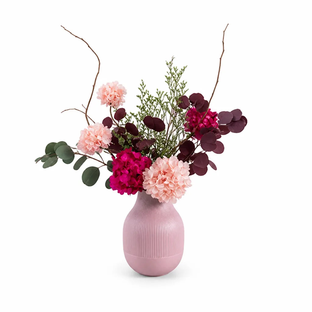 Artificial Tabletop Floral Vase Arrangement With Realistic-Look Blooms