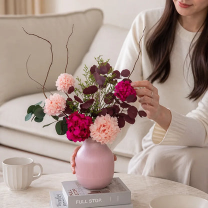 Artificial Tabletop Floral Vase Arrangement With Realistic-Look Blooms