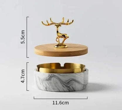 Ashtray Ceramic Deer Design Compact & Lightweight