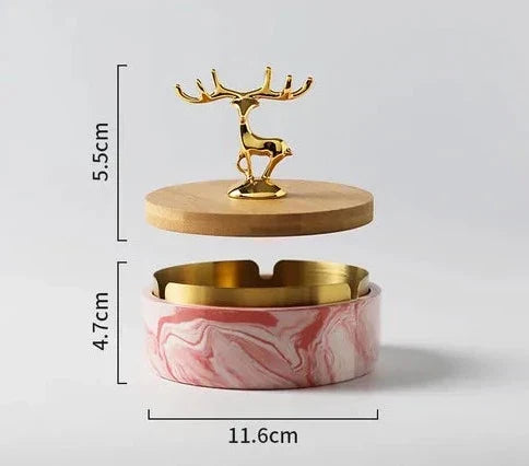 Ashtray Ceramic Deer Design Compact & Lightweight