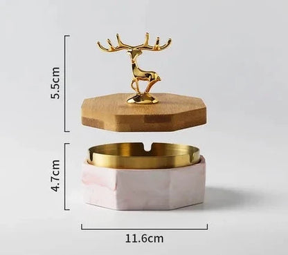 Ashtray Ceramic Deer Design Compact & Lightweight