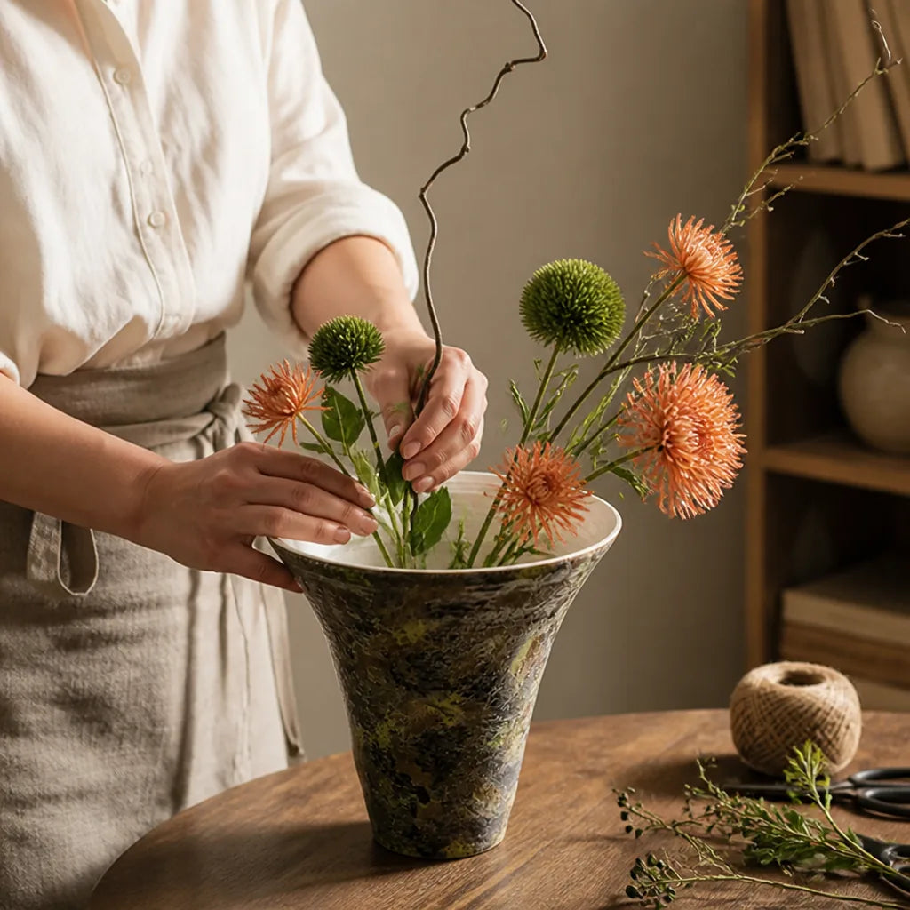 Asymmetric Sculptural Ceramic Tabletop Flower Vase