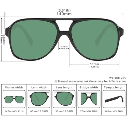 Aviator Sunglasses Oversized Retro UV400 Protection