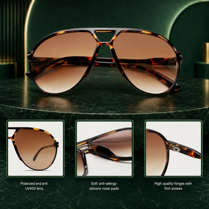 Aviator Sunglasses Oversized Square UV400 Lightweight