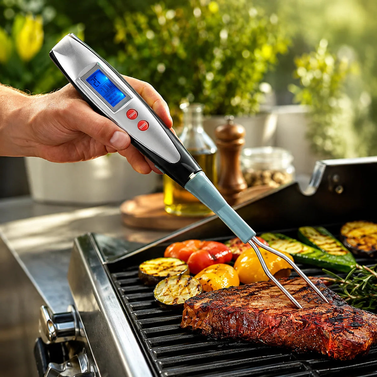 BBQ Thermometer Fork Instant-Read Stainless Steel Tines