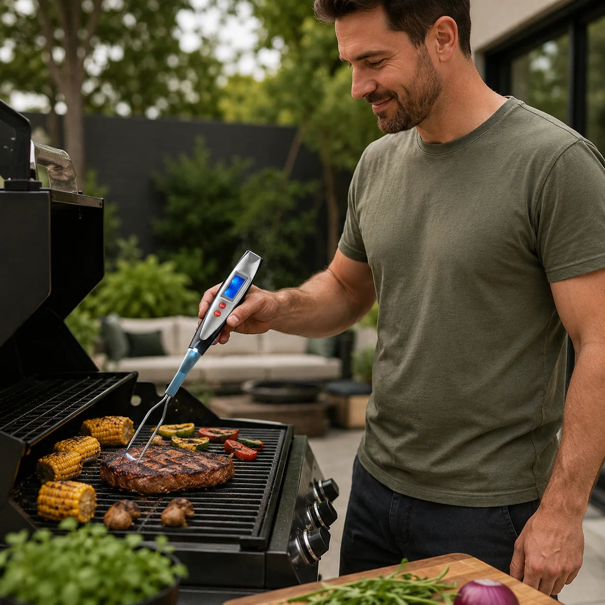 BBQ Thermometer Fork Instant-Read Stainless Steel Tines