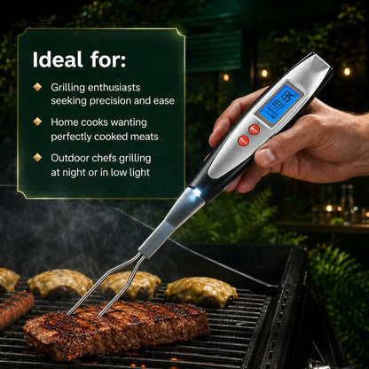 BBQ Thermometer Fork Instant-Read Stainless Steel Tines