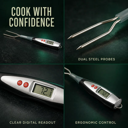 BBQ Thermometer Fork Instant-Read Stainless Steel Tines
