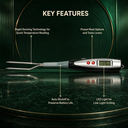 BBQ Thermometer Fork Instant-Read Stainless Steel Tines