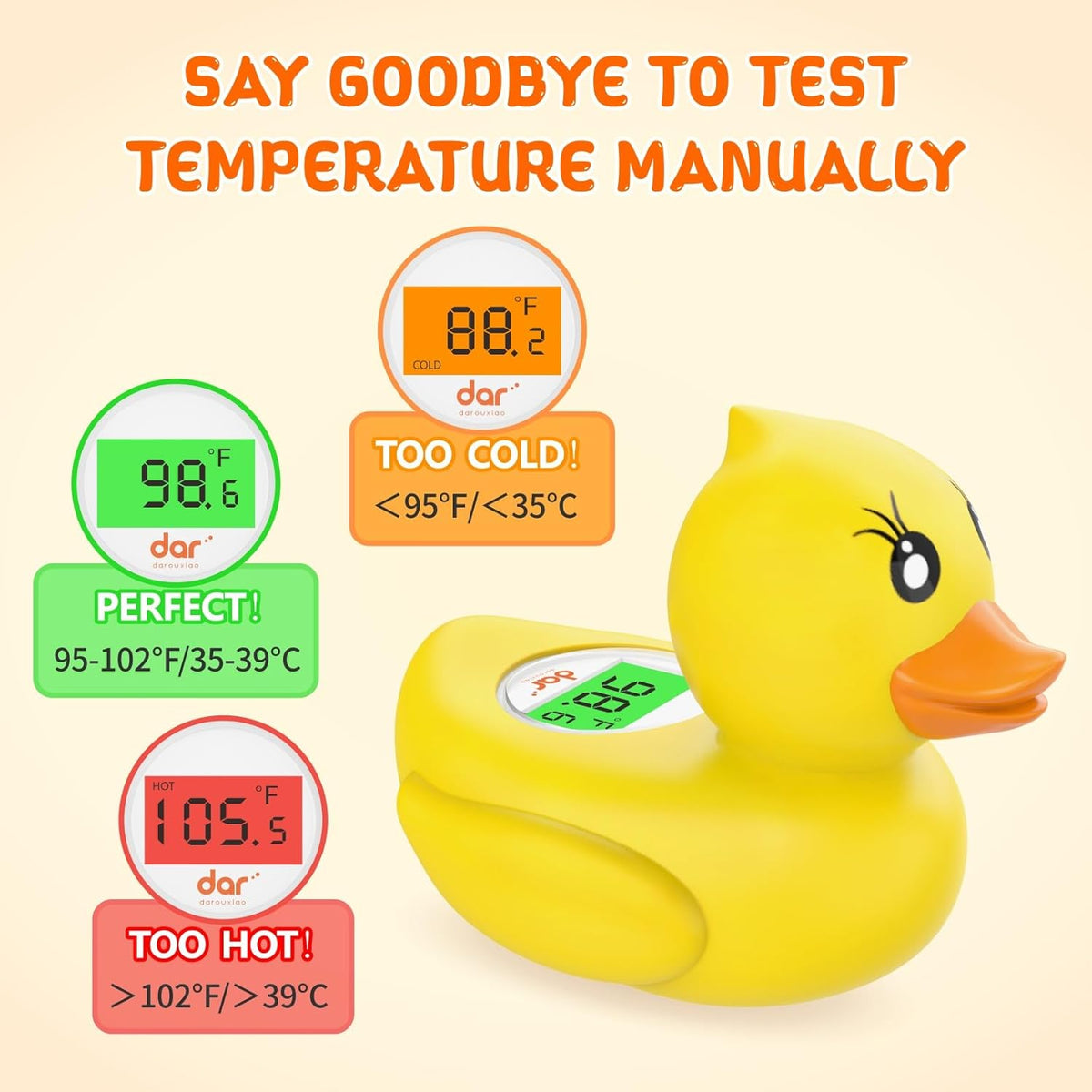 Baby Bath Thermometer Digital 3-Color LED Temperature Alert
