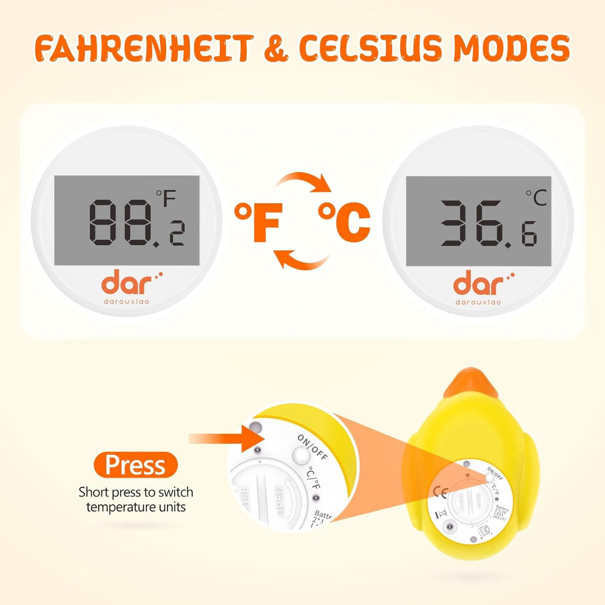 Baby Bath Thermometer Digital 3-Color LED Temperature Alert