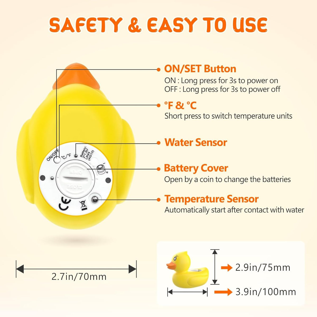 Baby Bath Thermometer Digital 3-Color LED Temperature Alert
