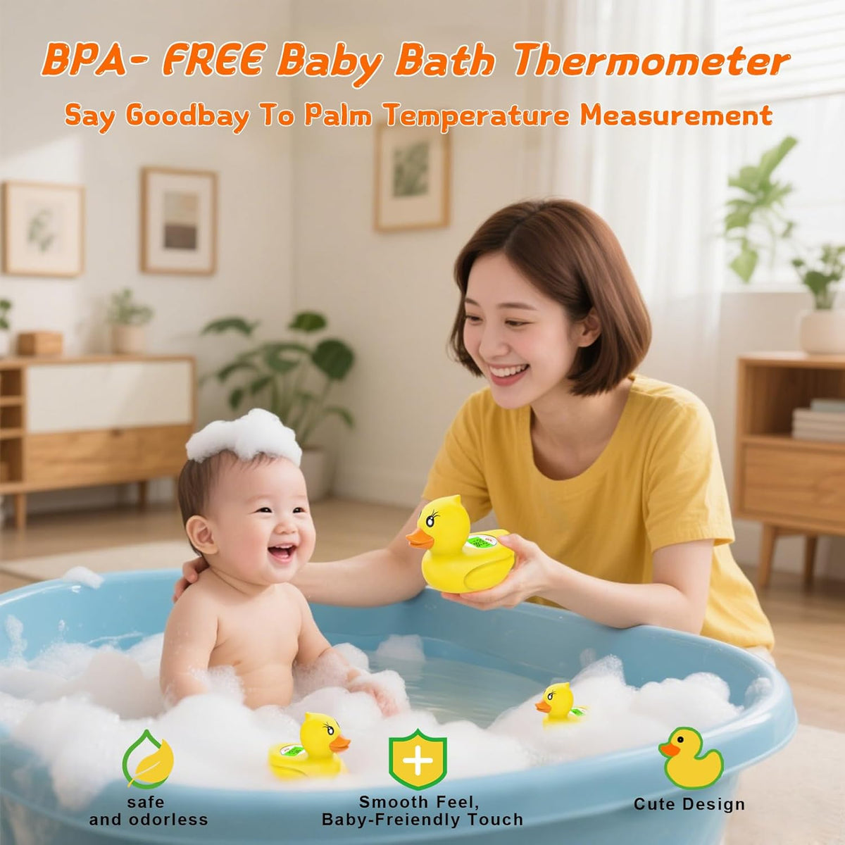 Baby Bath Thermometer Digital 3-Color LED Temperature Alert