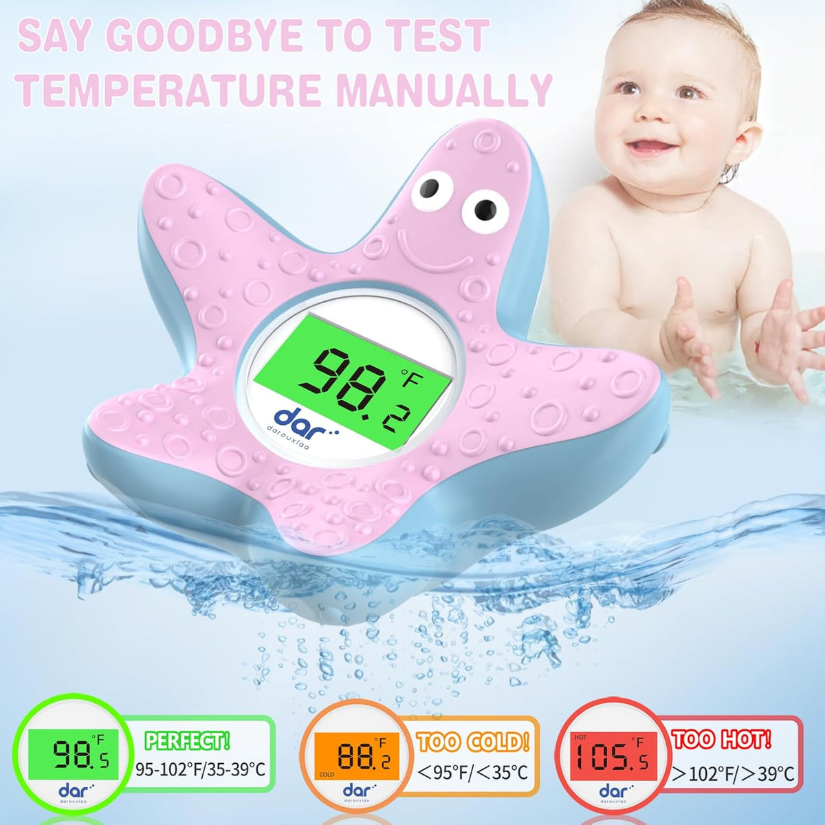 Baby Bath Thermometer Digital 3-Color LED Temperature Alert