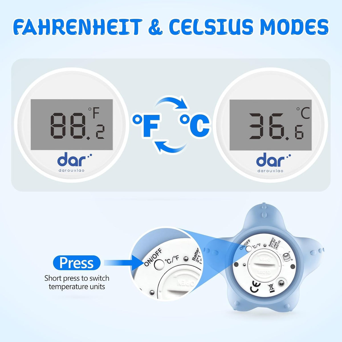 Baby Bath Thermometer Digital 3-Color LED Temperature Alert