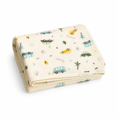 Baby Muslin Blanket 100% Cotton Breathable Vehicle Print