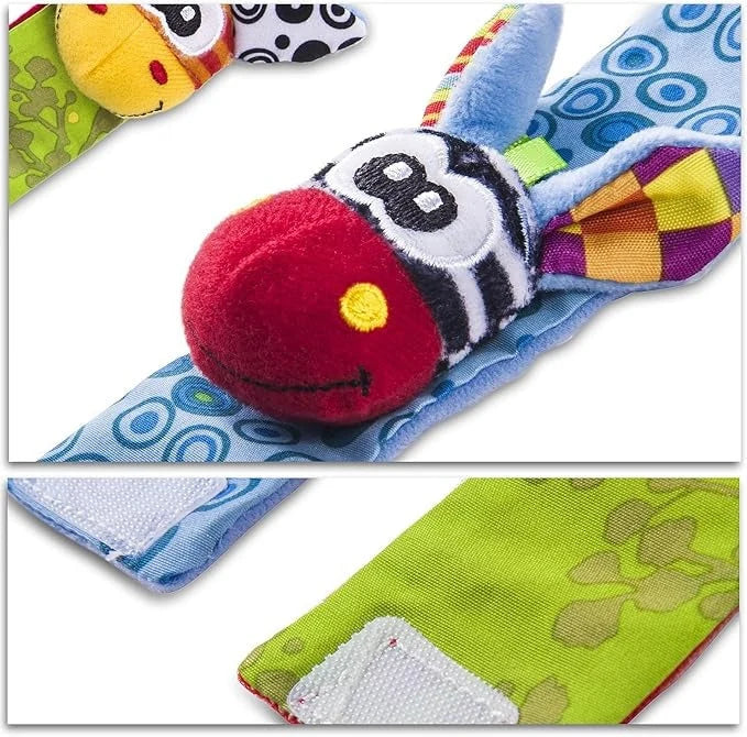 Baby Rattle Set Cotton Wrist & Foot Rattles 4-Piece