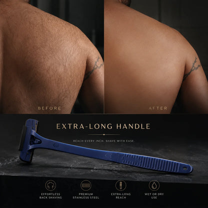 Back Shaver Folding Extra-Long Handle Dual Stainless Steel Blades