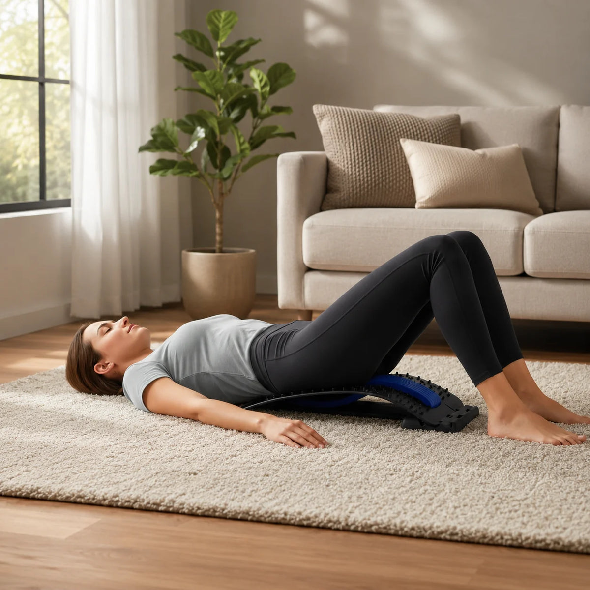 Back Stretcher & Posture Corrector 3-Level Adjustable Acupressure Surface