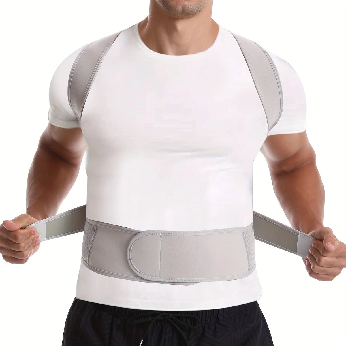 Back Support Brace Ergonomic Adjustable Straps & Breathable Neoprene