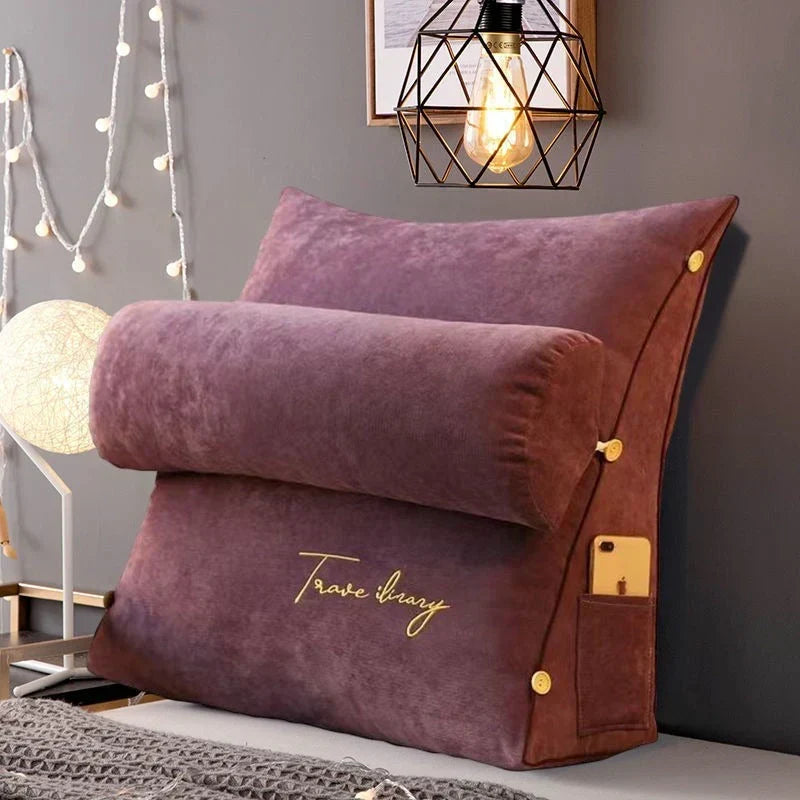 Back Support Pillow Ergonomic Wedge Shape With Side Pocket