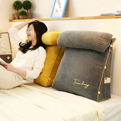 Back Support Pillow Ergonomic Wedge Shape With Side Pocket