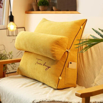 Back Support Pillow Ergonomic Wedge Shape With Side Pocket
