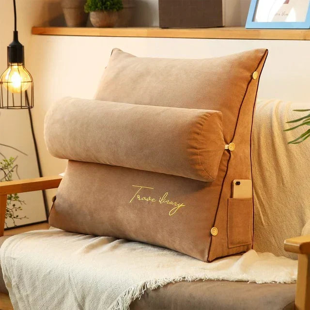 Back Support Pillow Ergonomic Wedge Shape With Side Pocket
