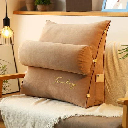 Back Support Pillow Ergonomic Wedge Shape With Side Pocket