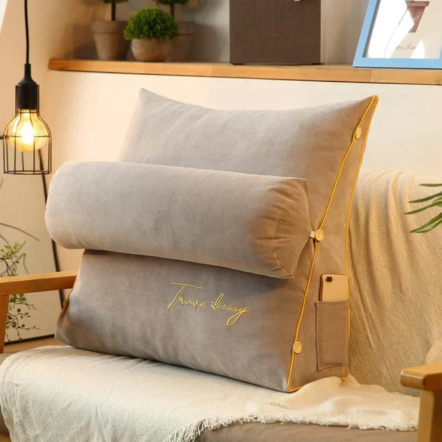Back Support Pillow Ergonomic Wedge Shape With Side Pocket