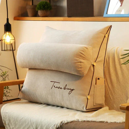 Back Support Pillow Ergonomic Wedge Shape With Side Pocket
