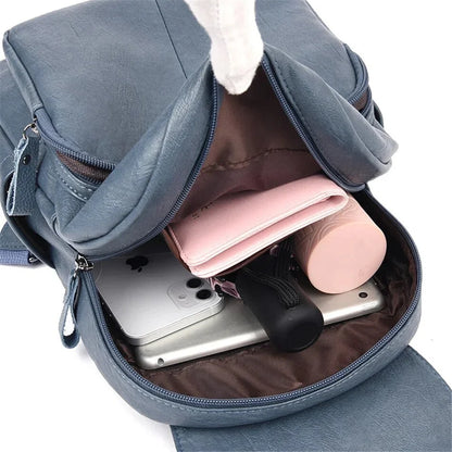 Backpack Cowhide Leather Organized Compartments
