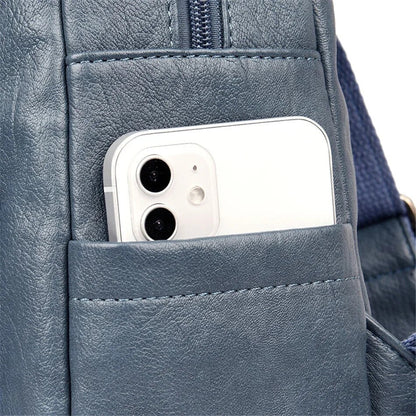 Backpack Cowhide Leather Organized Compartments