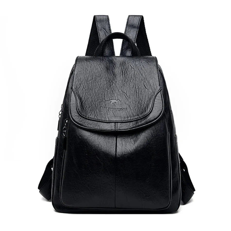Backpack Cowhide Leather Organized Compartments