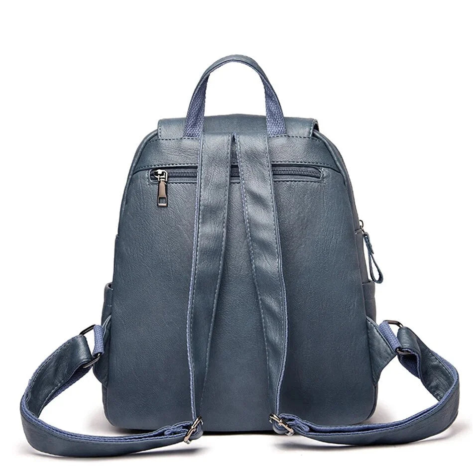 Backpack Cowhide Leather Organized Compartments