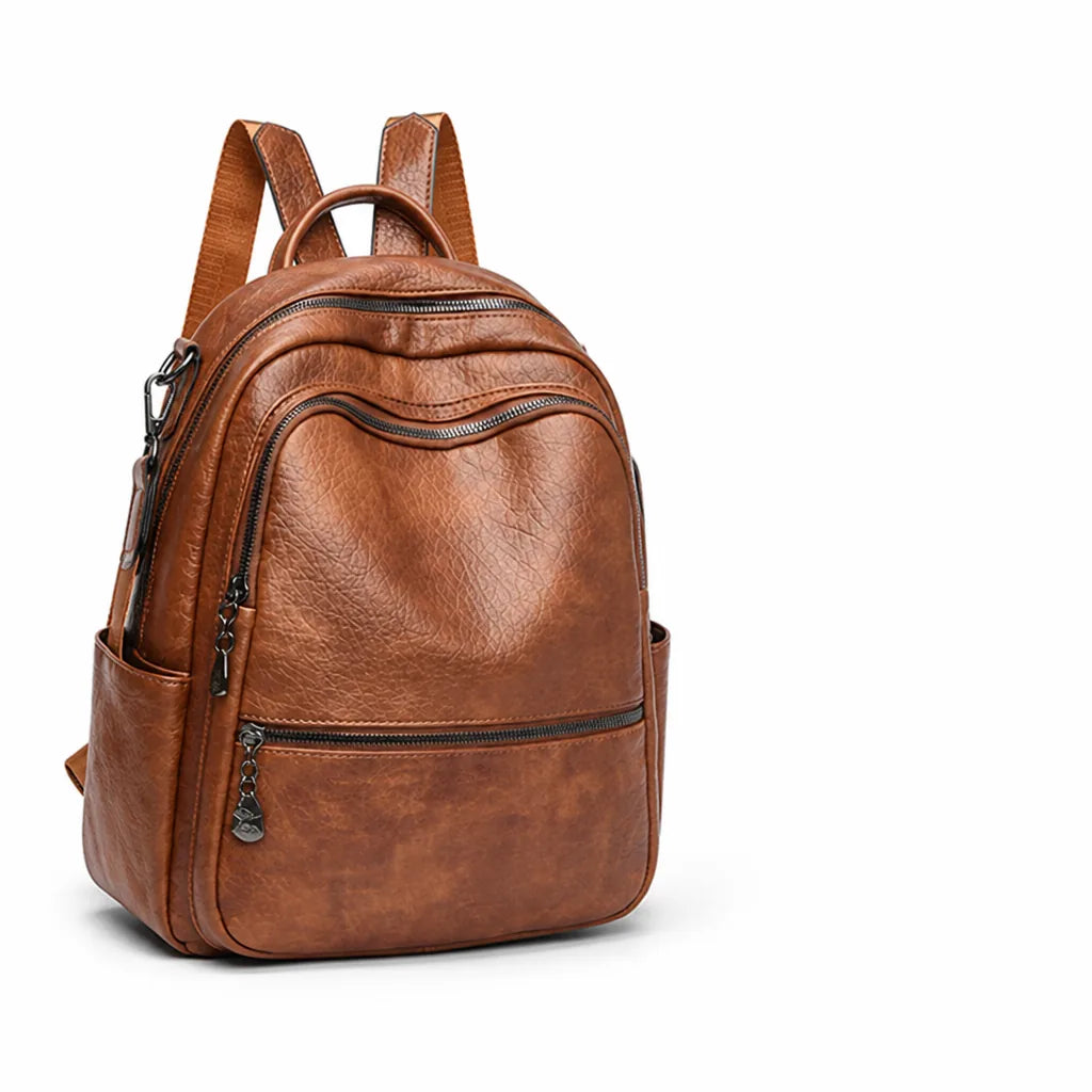 Backpack Genuine Leather Multiple Compartments & Padded Straps