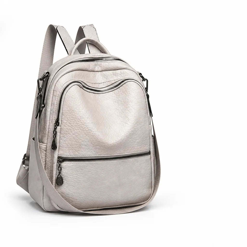 Backpack Genuine Leather Multiple Compartments & Padded Straps