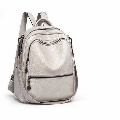 Backpack Genuine Leather Multiple Compartments & Padded Straps